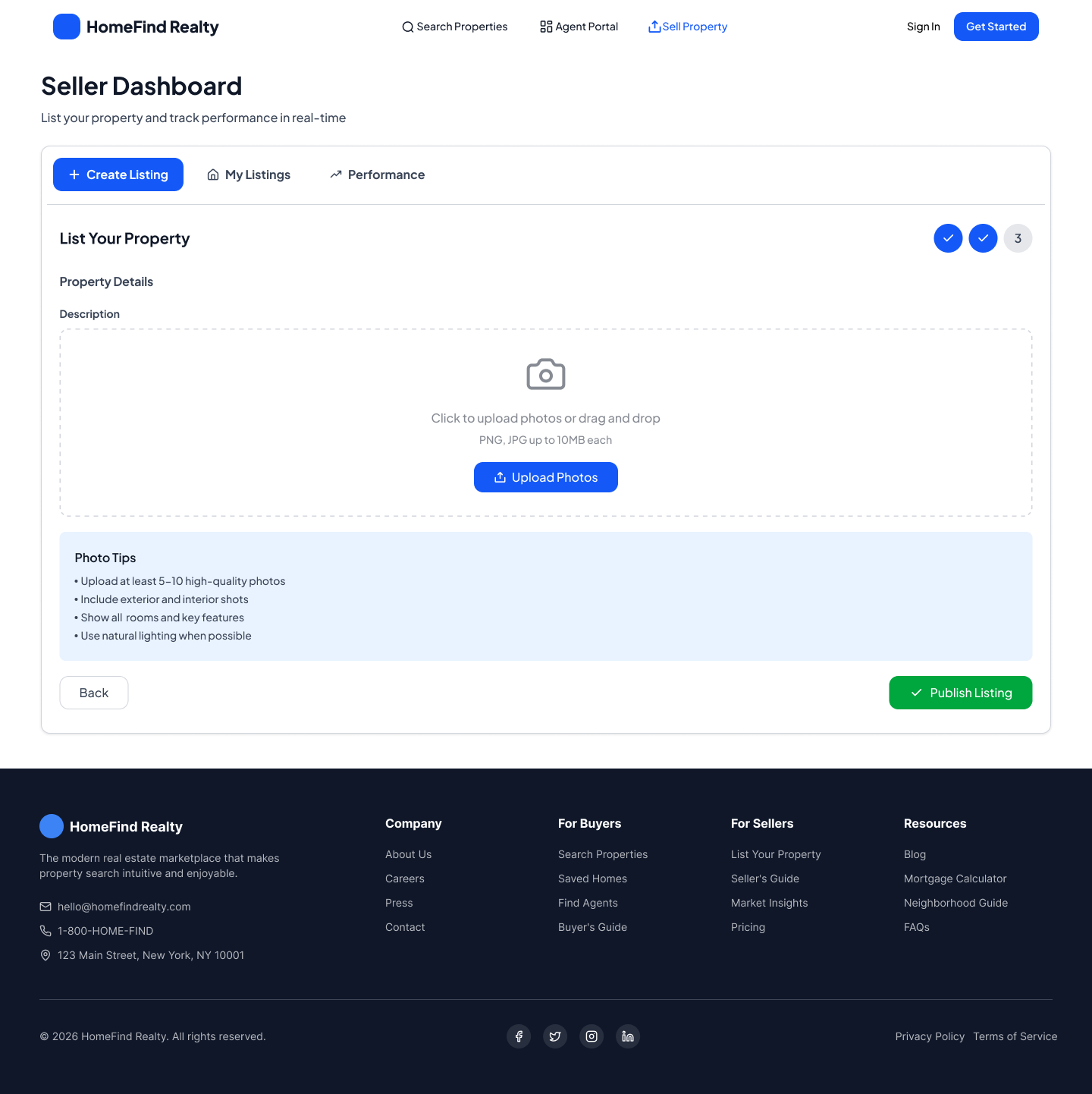 Create Listings step 3