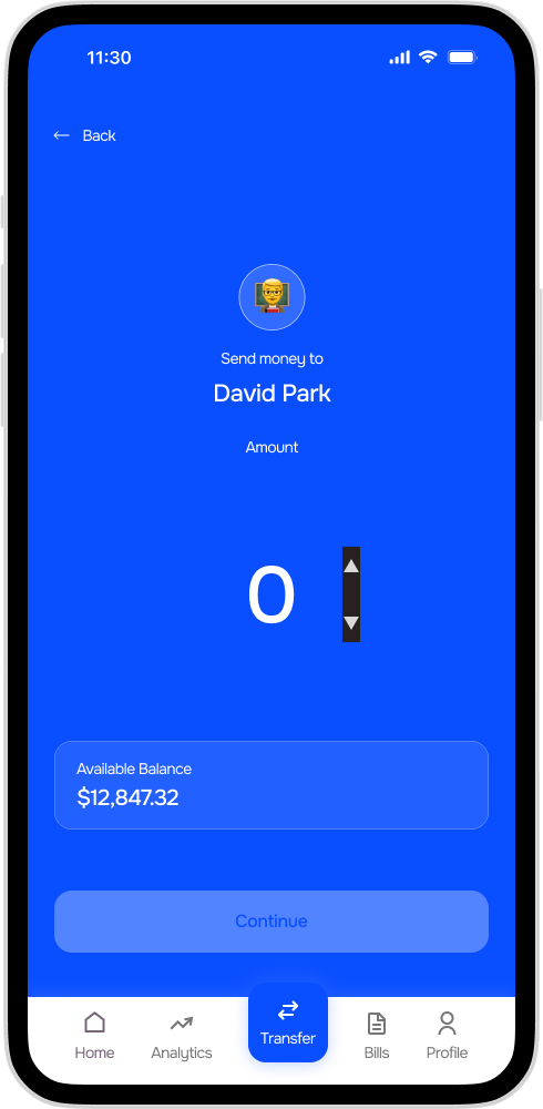SecureBank Enter Amount Screen