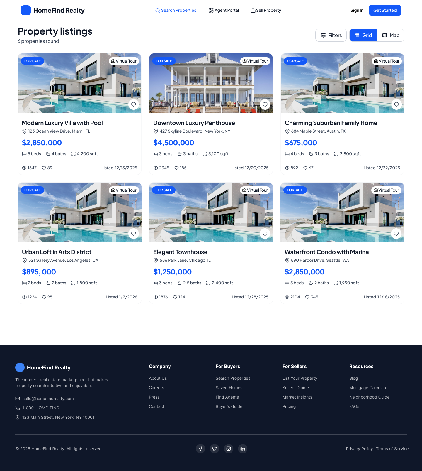 HomeFined Realty - Search Properties Page