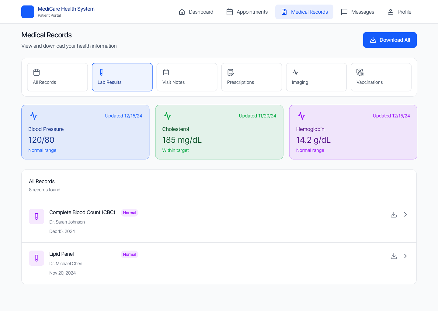 Lab Results Medical Records