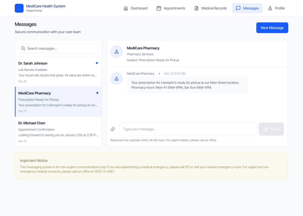 MediCare Pharmacy Message