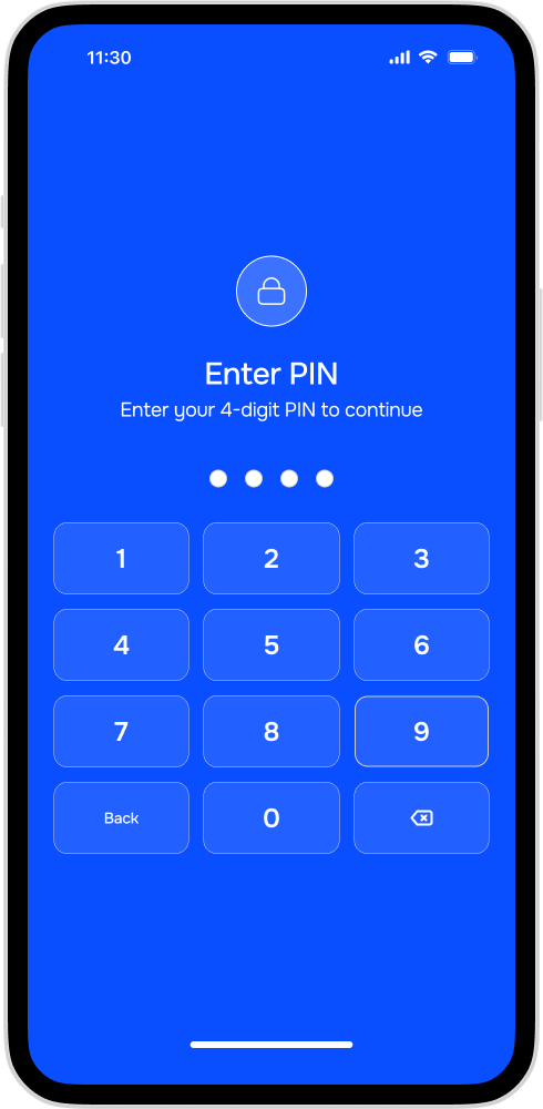 SecureBank PIN code entry system